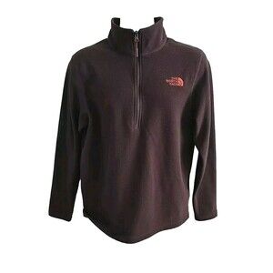 The North Face Mens 1/2 Zip Brown Waffle Knit Fleece Lined Pullover Size Medium
